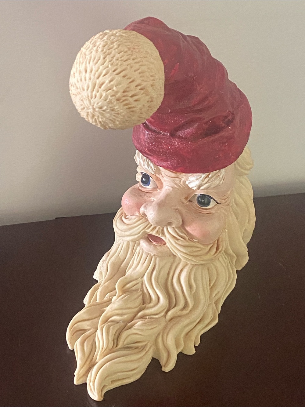 Windsor resin Red and Cream Santa Head Holiday Figurine